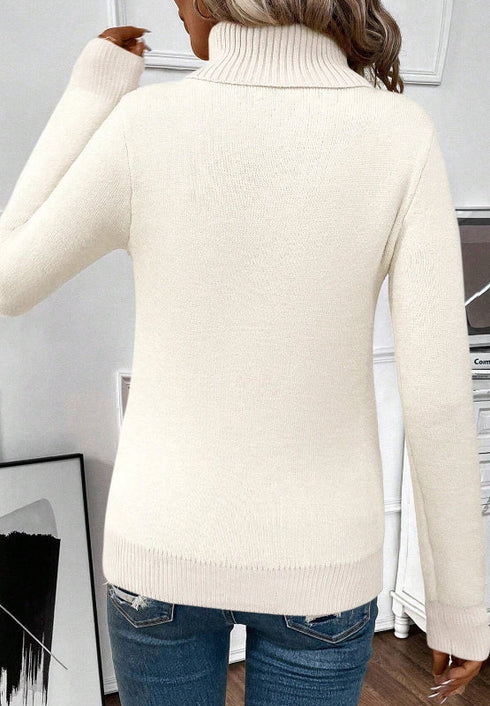 'Romilda' Turtleneck Knit Sweater - Celes Fashion